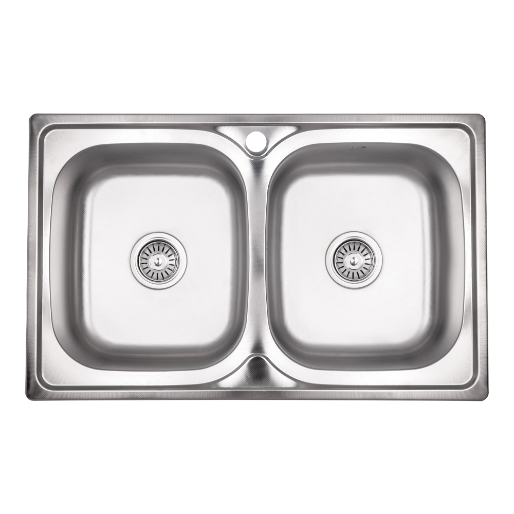 Кухонная мойка с двумя чашами Lidz 7948 0,8 мм Decor (LIDZ7948DEC08)