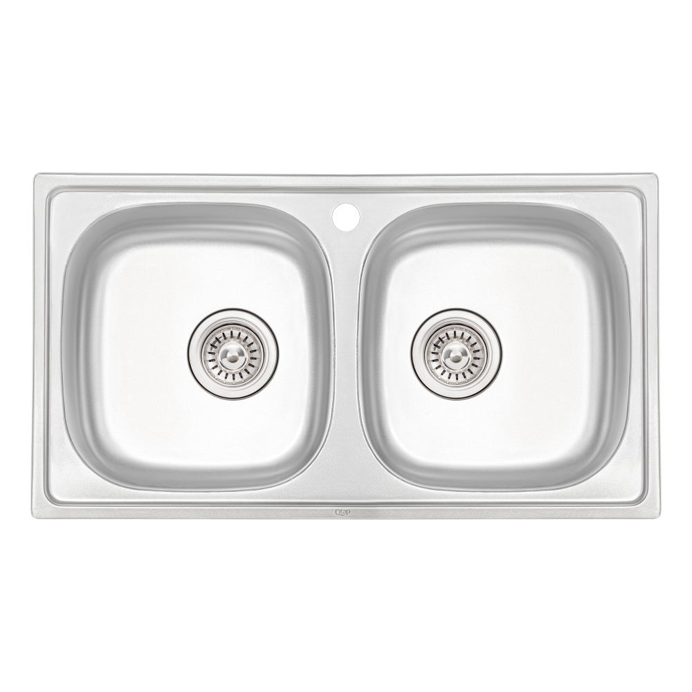 Кухонная мойка с двумя чашами Qtap 7843-B 0,8 мм Micro Decor (QT7843BMICDEC08)