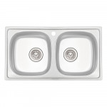 Кухонная мойка с двумя чашами Qtap 7843-B 0,8 мм Micro Decor (QT7843BMICDEC08)