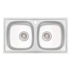 Кухонная мойка с двумя чашами Qtap 7843-B 0,8 мм Micro Decor (QT7843BMICDEC08)