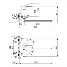 Смеситель для ванны Qtap Vitkov 3219104GC