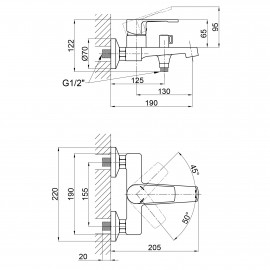 Смеситель для ванны Qtap Vitkov 3019104GC