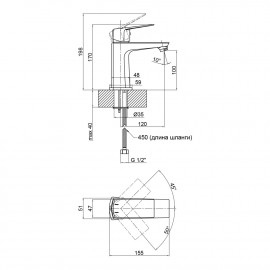 Смеситель для раковины Qtap Lodenice 1030101C