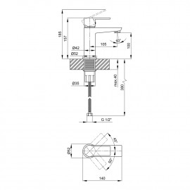 Смеситель для раковины Qtap Ustek 1016107C