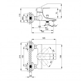 Смеситель для ванны Qtap Svitava 3011107DC