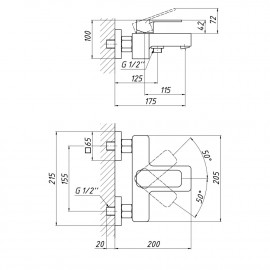 Смеситель для ванны Qtap Namesti 3025102DC