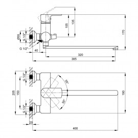 Смеситель для ванны Qtap Flaja 3210102GC