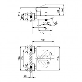 Смеситель для ванны Qtap Lipno 3023101DCB