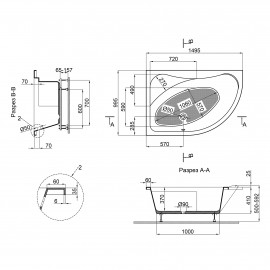 Ванна акриловая Lidz Wawel 150L 150x100 с ножками Nozki A 150