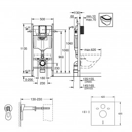 Инсталляция для унитаза 2 в 1 Grohe Rapid SL 3884000G (38840000+3855800M)