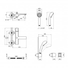 Смеситель для ванны Qtap Krychle 3052104GC