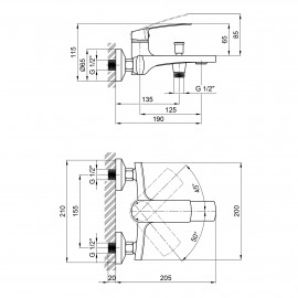 Смеситель для ванны Qtap Kralovice 3029103DC