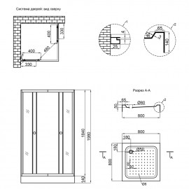 Душевая кабина Lidz Wawel SC80x80.SAT.LOW.TR, стекло прозрачное 4 мм