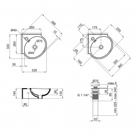 Раковина Qtap Leo 390x365x130 White с донным клапаном QT11115010W