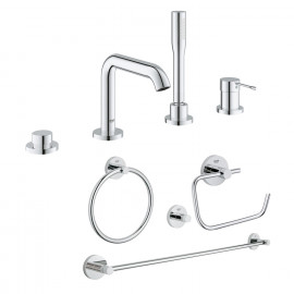 Комплект Grohe смеситель для ванны Essence 19578001 + набор аксессуаров Essentials 40823001