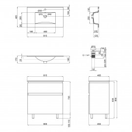 Комплект Qtap Albatross 810х825х460 White тумба напольная +  раковина врезная  QT0171TN800D3080CW