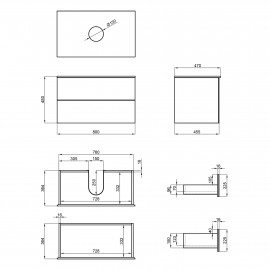 Тумба подвесная Qtap Tern 800х476х469 White со столешницей QT1779TPL801W