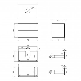 Тумба подвесная Qtap Tern 700х476х469 Matt black со столешницей QT1779TPL702MB