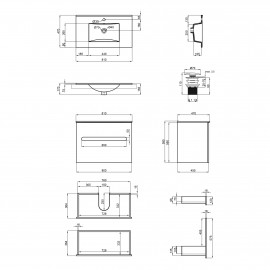 Комплект Qtap Virgo 800х580х437 White/Whitish oak тумба подвесная + раковина врезная  QT1872TPА8013080CW