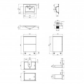 Комплект Qtap Tern 600х725х437 White тумба напольная + раковина врезная QT1771TNL6013060CW