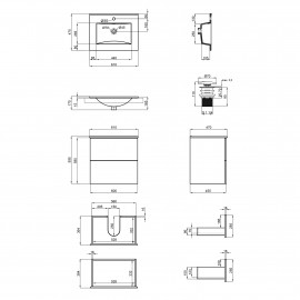 Комплект Qtap Tern 600х580х437 White тумба подвесная + раковина врезная QT1772TPL6013060CW