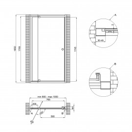 Душевая дверь в нишу Qtap Pisces WHI209-1.CP5 90-100x185 см, стекло Pattern 5 мм