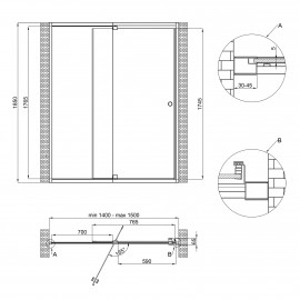 Душевая дверь в нишу Qtap Pisces WHI2014-15.CP5 140-150x185 см, стекло Pattern 5 мм