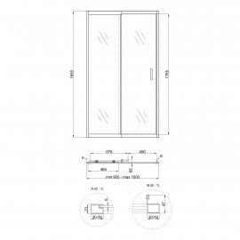 Душевая дверь в нишу Qtap Taurus CRM209-1.C6 90-100x185 см, стекло Clear 6 мм, покрытие CalcLess