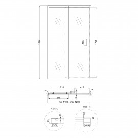 Душевая дверь в нишу Qtap Taurus CRM2011-12.C6 110-120x185 см, стекло Clear 6 мм, покрытие CalcLess