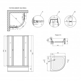 Душевая кабина Lidz Wieza SC80x80.SAT.MID.L, стекло Linie 4 мм