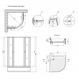 Душевая кабина Lidz Wieza SC90x90.SAT.MID.L, стекло Linie 4 мм