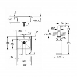 Набор Grohe мойка кухонная K700 31651AP0 + дозатор для моющего средства Contemporary 40536000