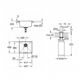 Набор Grohe мойка кухонная K700 31653AT0 + дозатор для моющего средства Contemporary 40536000