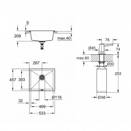 Набор Grohe мойка кухонная K700 31654AT0 + дозатор для моющего средства Contemporary 40536000