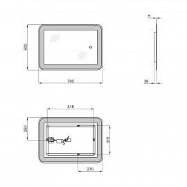 Зеркало Qtap Swan 500х700 с LED-подсветкой, Reverse QT167814145070W