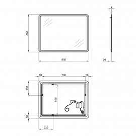 Зеркало Qtap Tern 600x800 с LED-подсветкой, Reverse QT177814276080W