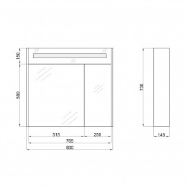 Зеркальный шкаф подвесной Qtap 800х730х145 Robin Graphite с LED-подсветкой QT1377ZP8002G