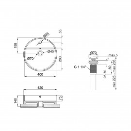 Раковина-чаша Qtap Swan 420х420х145 White с донным клапаном QT1611A051TW