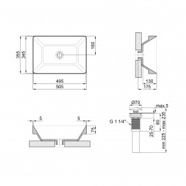 Раковина Qtap Crow 500x350x180 White с донным клапаном QT0511L582W