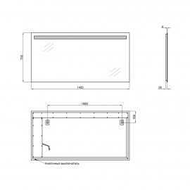 Зеркало Qtap Mideya Modern 1400х700 с LED-подсветкой QT2078141470140W