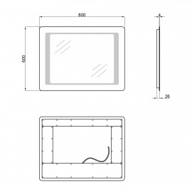 Зеркало Qtap Leo 600х800 с LED-подсветкой, Reverse QT1178120870100W