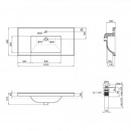 Раковина Qtap Albatross 5C 1000х480х210 White с донным клапаном QT01115100CW