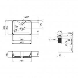 Раковина-чаша Qtap Crow 400х300х140 White с донным клапаном QT05117040JW