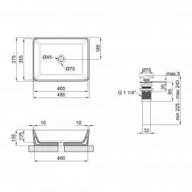 Раковина-чаша Qtap Tern 475х370х140 White с донным клапаном QT17112074W