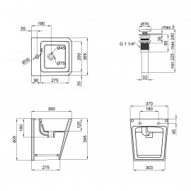 Раковина подвесная моноблок Qtap Tern 370х410х400 White с донным клапаном QT1711G808W