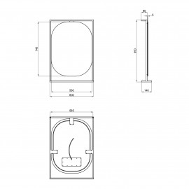 Зеркало Qtap Taurus 600х850х140 Black/Whitish oak с LED-подсветкой QT2478ZP600BWO