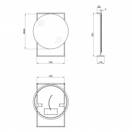 Зеркало Qtap Taurus 700х850х140 Black/Whitish oak с LED-подсветкой QT2478ZP700BWO