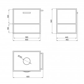 Тумба подвесная Qtap Taurus 600х476х469 White/Whitish oak со столешницей QT2479TPT603WWO