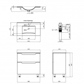 Комплект Qtap Scorpio 810х825х460 Graphite тумба напольная + раковина врезная QT1471TNВ8023080CG