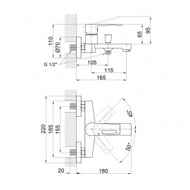 Смеситель для ванны Qtap Tern 3061102C